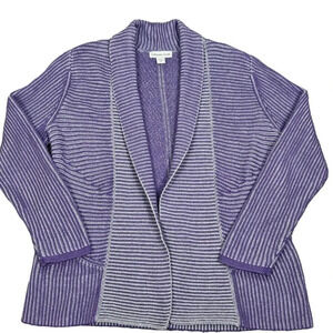 Coldwater Creek‎ Heather Purple Open Front Sweater Cardigan Size Medium Petite